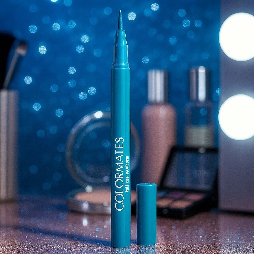 Colormates Waterproof Felt Tip Eyeliner Teal Long Lasting Smudgeproof Precision